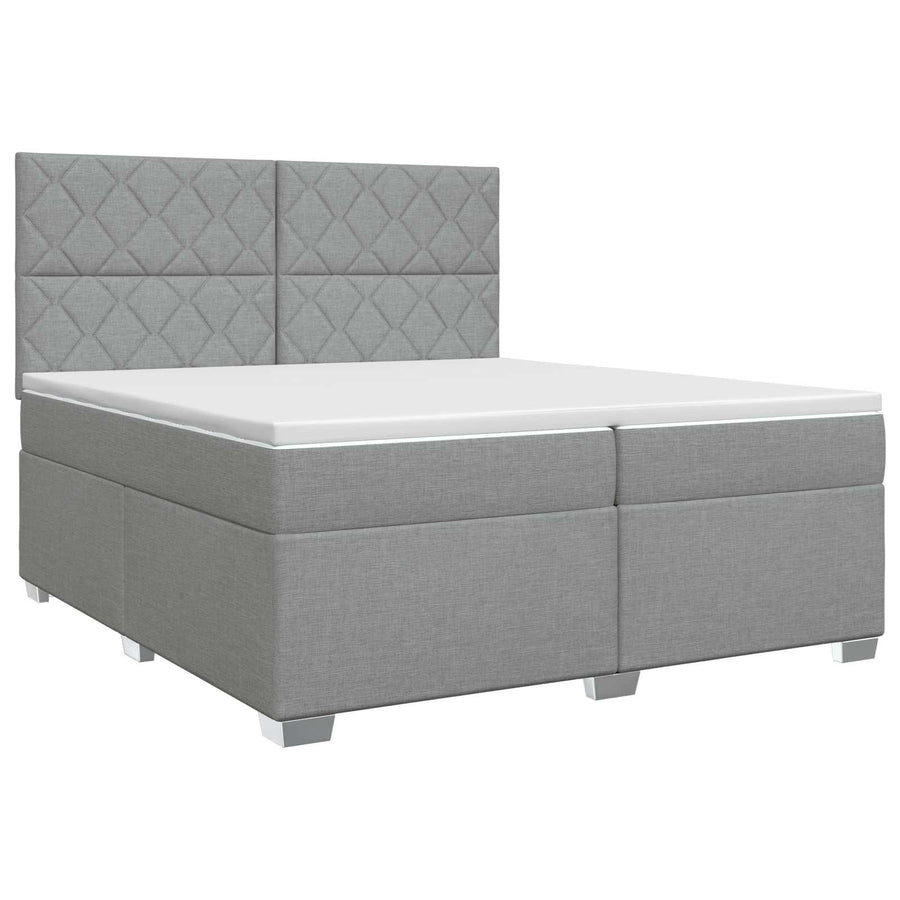 Boxspringbed met matras Lichtgrijs 200 x 200 cm Stof