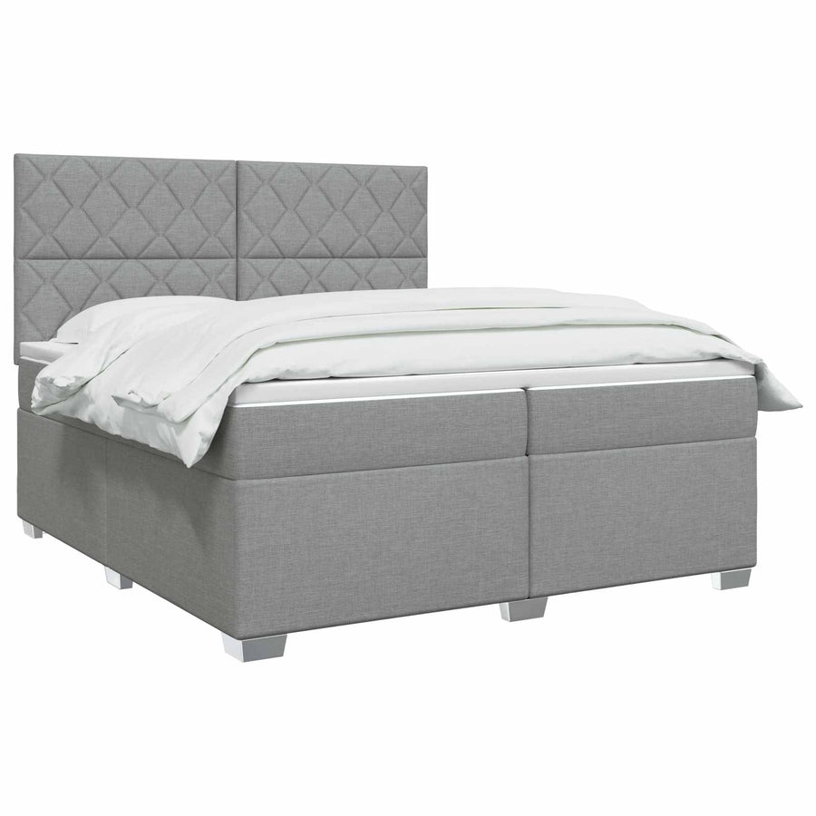Boxspringbed met matras Lichtgrijs 200 x 200 cm Stof