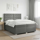 Boxspringbed met matras Donkergrijs 200 x 200 cm Stof