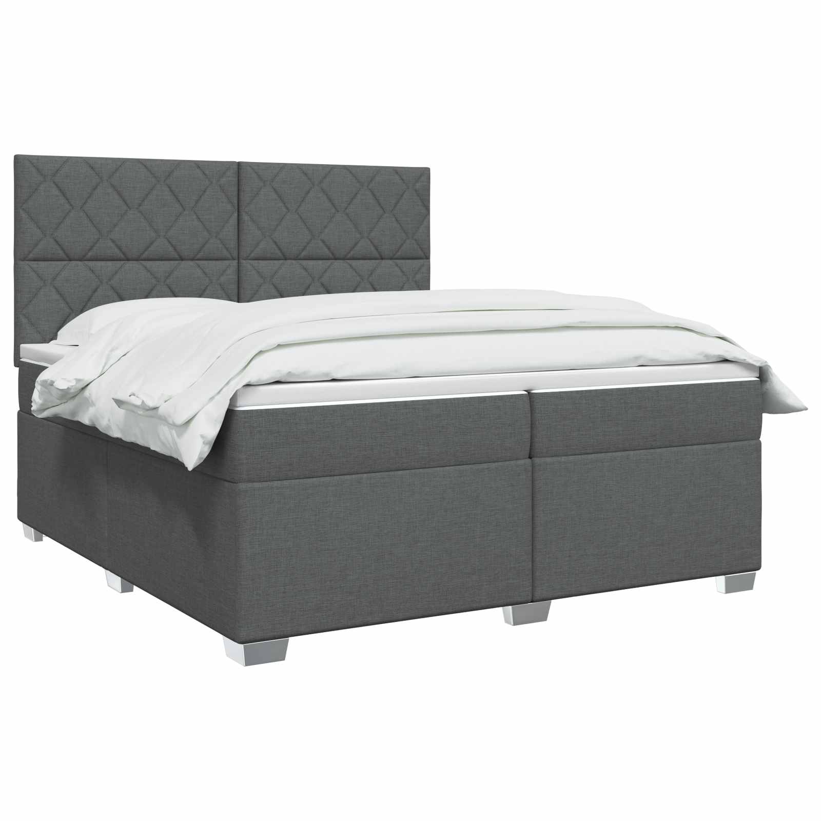 Boxspringbed met matras Donkergrijs 200 x 200 cm Stof
