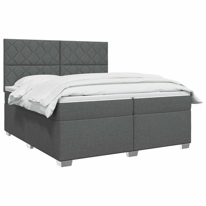 Boxspringbed met matras Donkergrijs 200 x 200 cm Stof