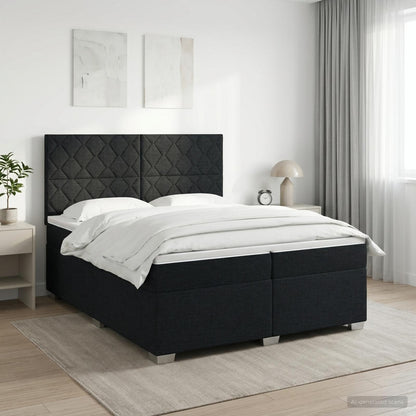 Boxspringbed met matras met hoofdeinde Zwart 200 x 200 cm Stof