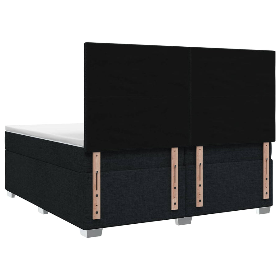 Boxspringbed met matras met hoofdeinde Zwart 200 x 200 cm Stof