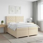 Boxspringbed met matras Crèmekleurig 200 x 200 cm Stof