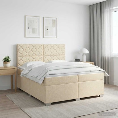 Boxspringbed met matras Crèmekleurig 200 x 200 cm Stof
