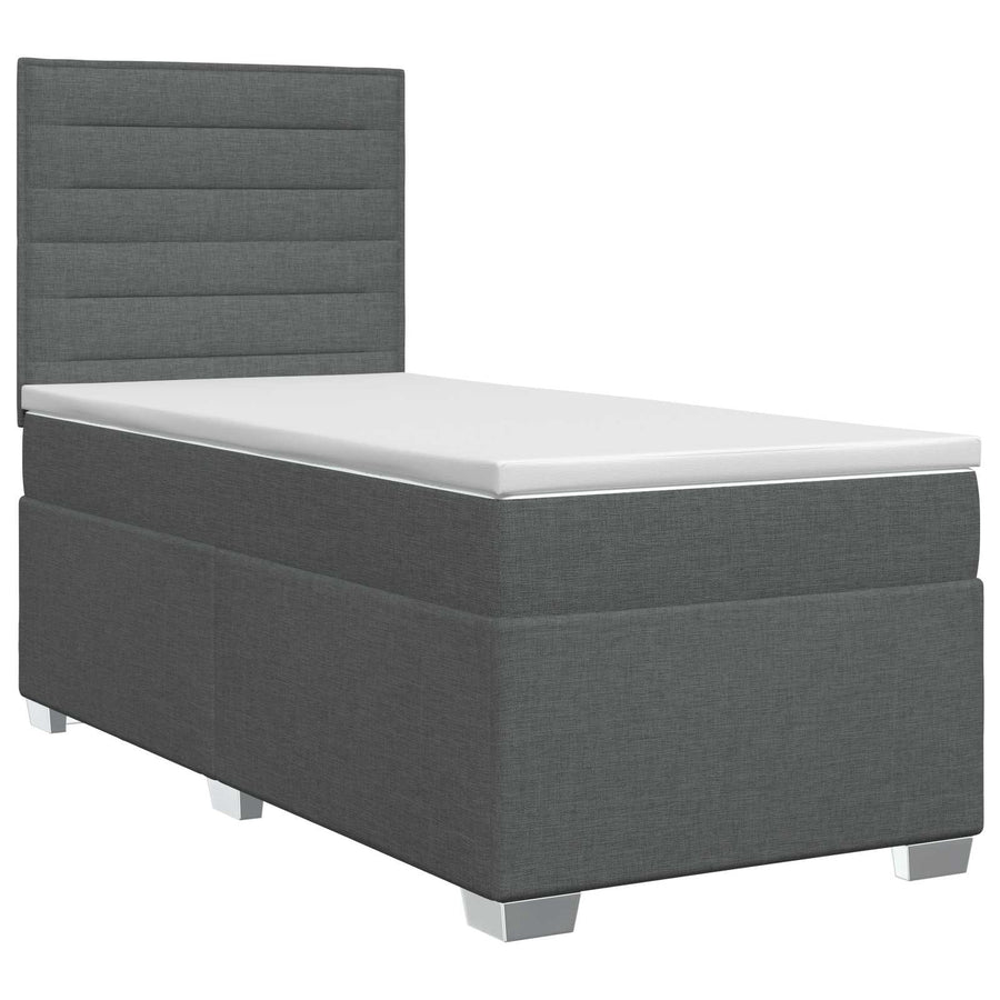 Boxspringbed met matras met hoofdeinde Donkergrijs Enkel Stof