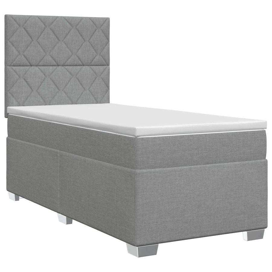 Boxspringbed met matras met hoofdeinde Lichtgrijs Enkel Stof