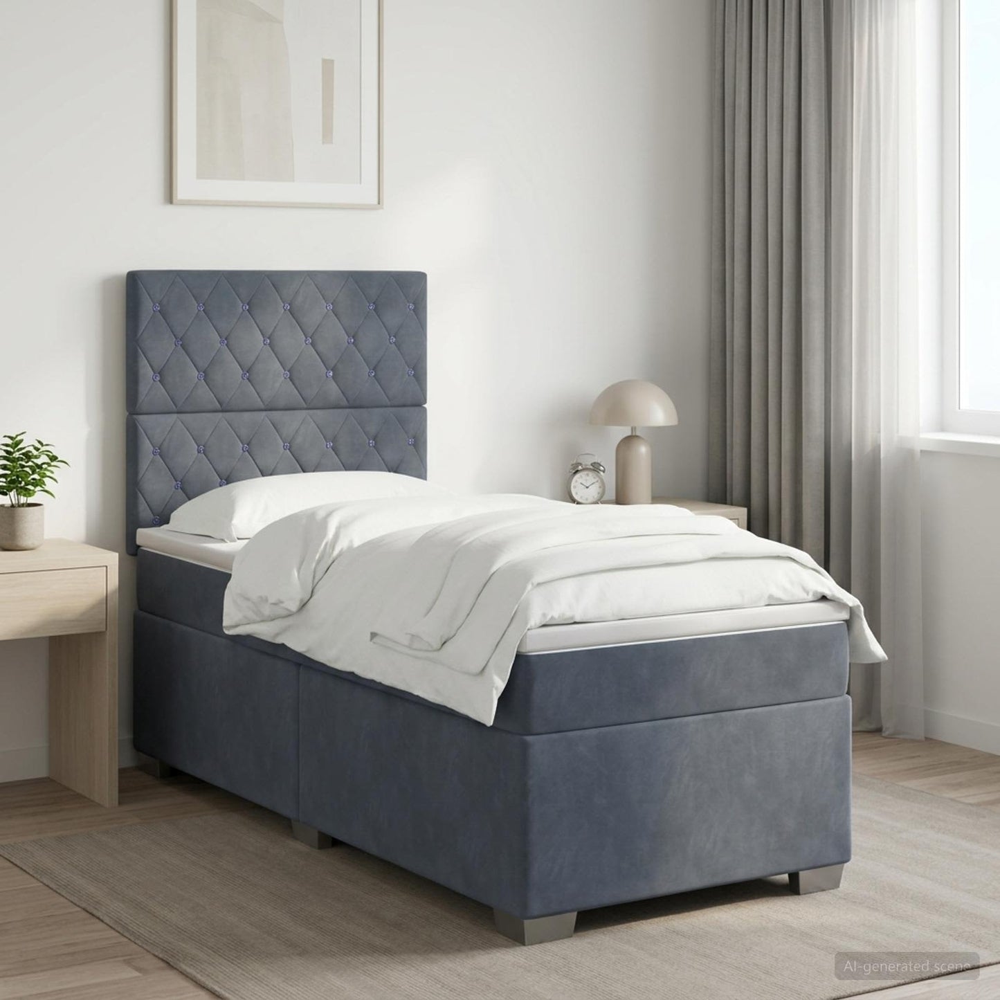 Boxspringbed met matras Donkergrijs 100 x 200 cm Fluweel