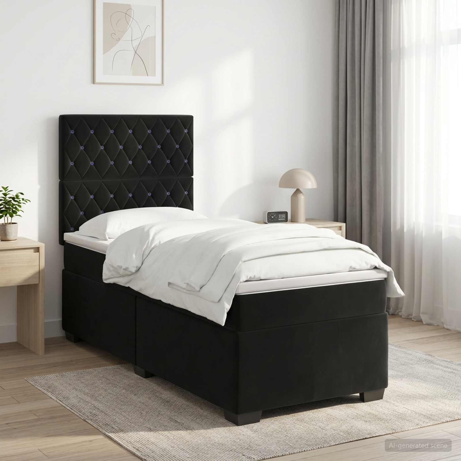 Boxspringbed met matras Zwart 80 x 200 cm Fluweel