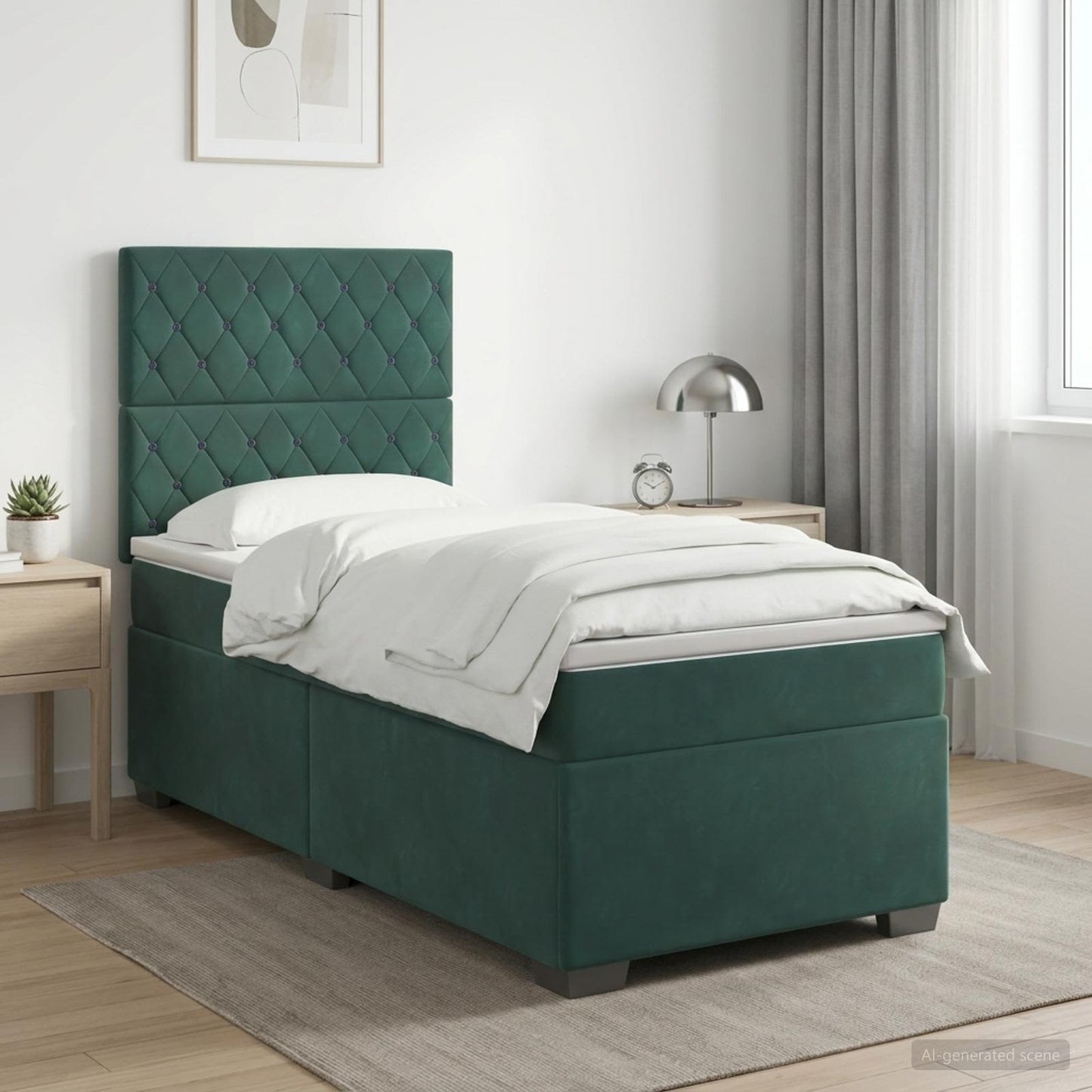 Boxspringbed met matras Donkergroen 90 x 200 cm Fluweel