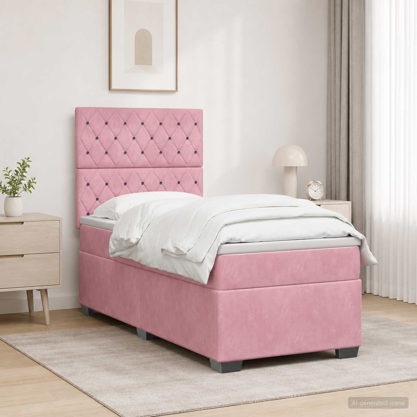 Boxspringbed met matras met hoofdeinde Roze 80 x 200 cm Fluweel