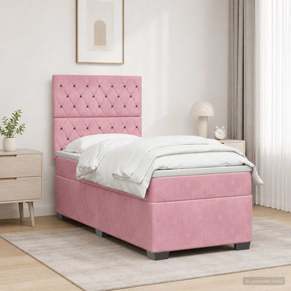Boxspringbed met matras met hoofdeinde Roze 80 x 200 cm Fluweel