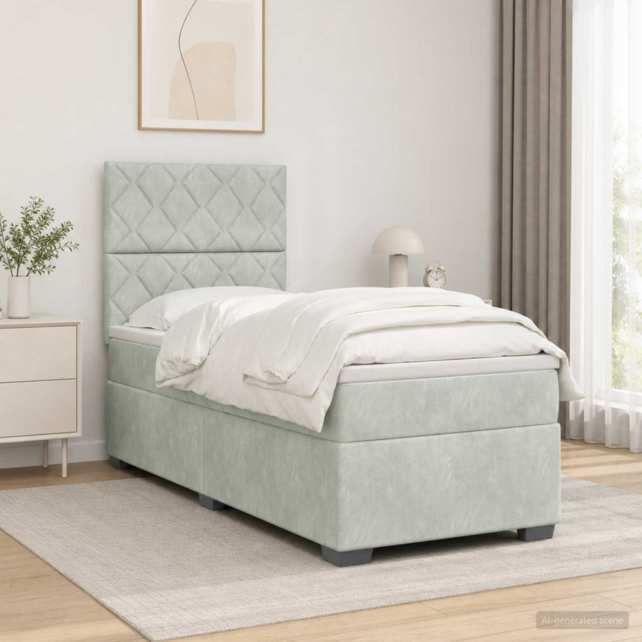 Boxspringbed met matras Lichtgrijs 80 x 200 cm Fluweel