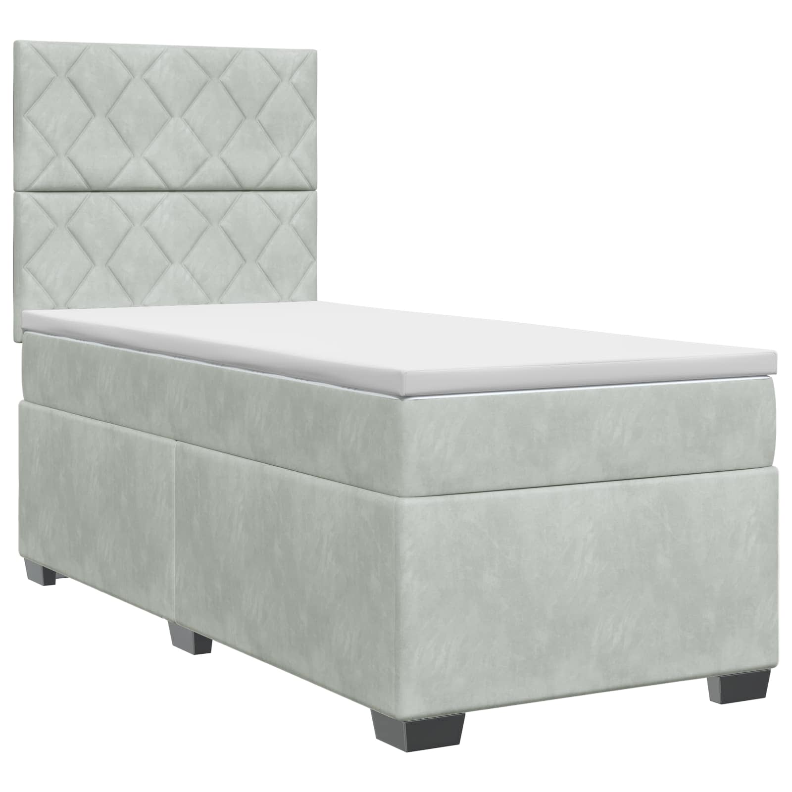 Boxspringbed met matras Lichtgrijs 80 x 200 cm Fluweel