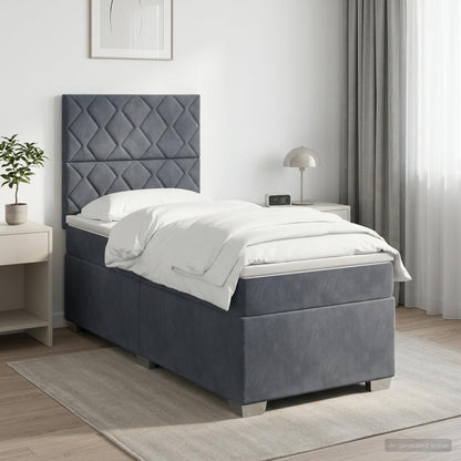 Boxspringbed met matras Donkergrijs Enkel Fluweel