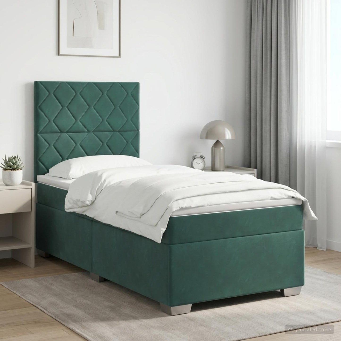 Boxspringbed met matras Donkergroen 80 x 200 cm Fluweel