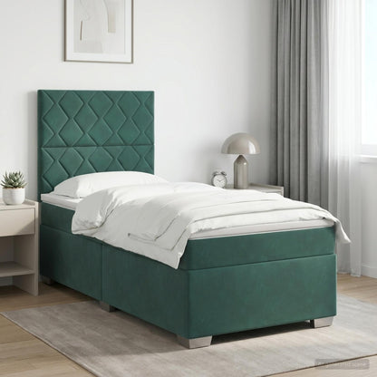 Boxspringbed met matras Donkergroen 100 x 200 cm Fluweel