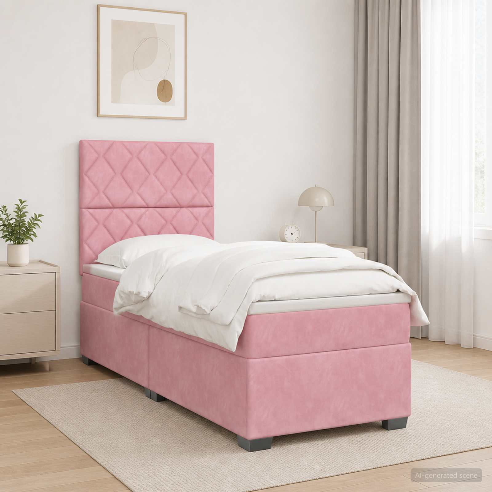 Boxspringbed met matras Roze 100 x 200 cm Fluweel