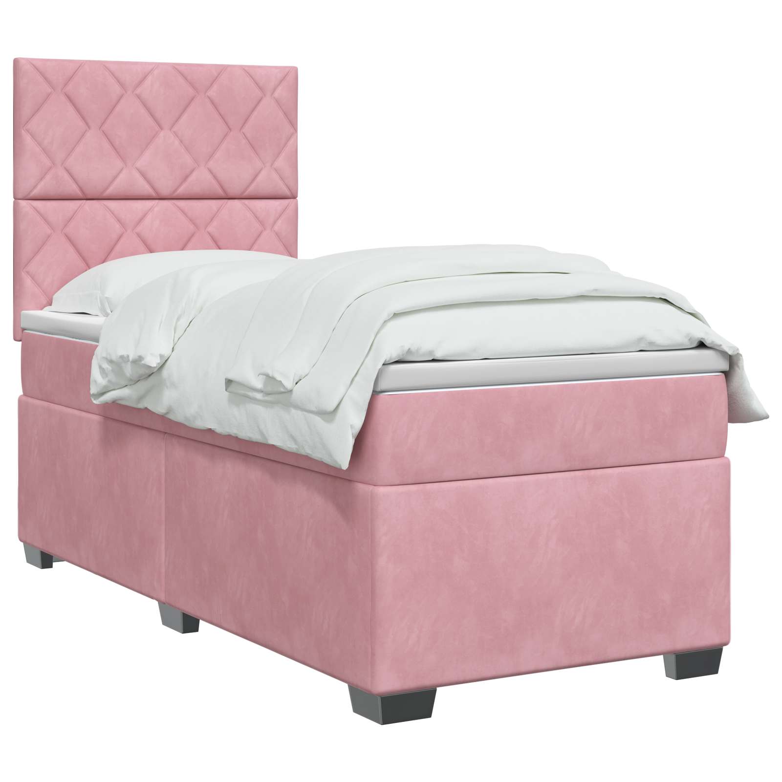 Boxspringbed met matras met hoofdeinde Roze 80 x 200 cm Fluweel