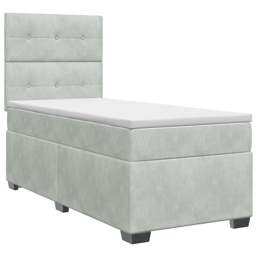 Boxspringbed met matras Lichtgrijs 90 x 190 cm Fluweel