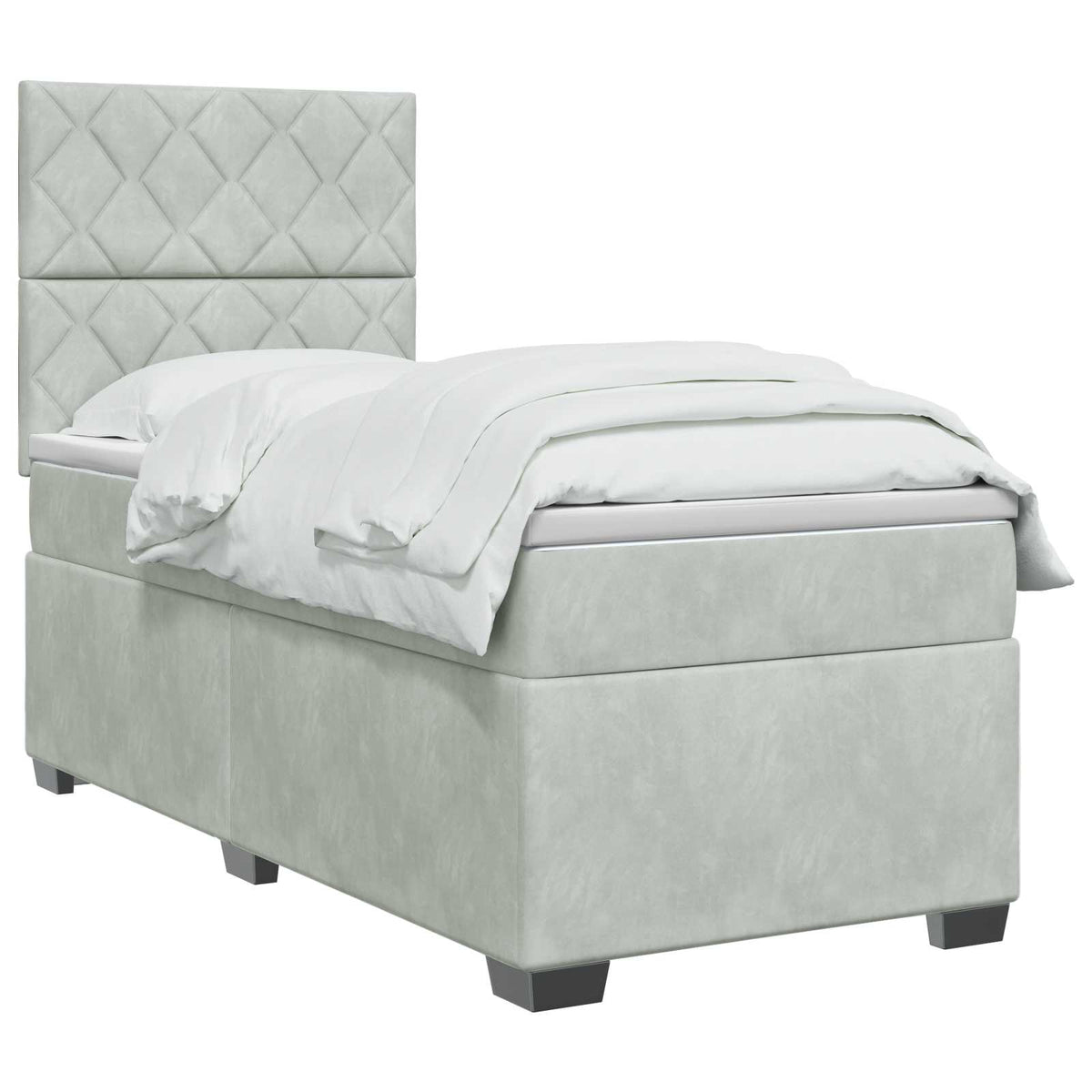 Boxspringbed met matras Lichtgrijs 90 x 190 cm Fluweel