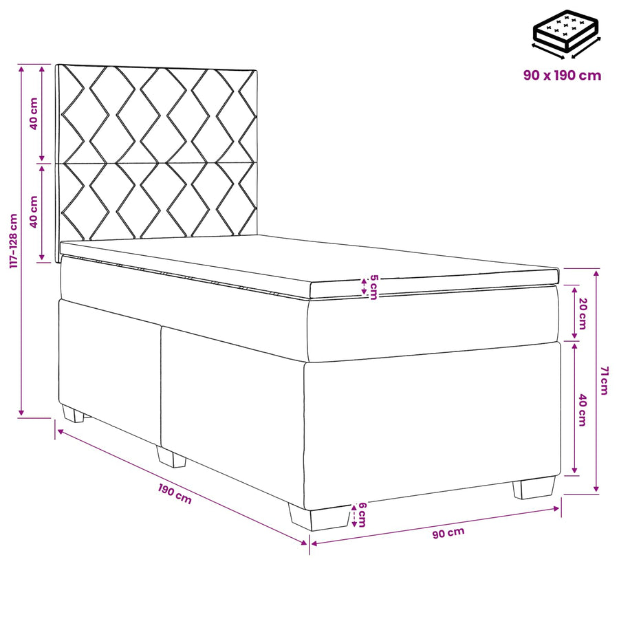 Boxspringbed met matras Blauw 90 x 190 cm Fluweel