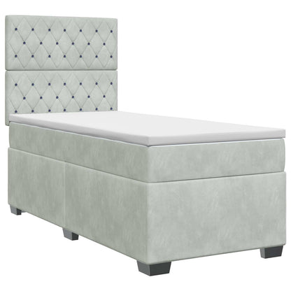 Boxspringbed met matras Lichtgrijs 90 x 200 cm Fluweel