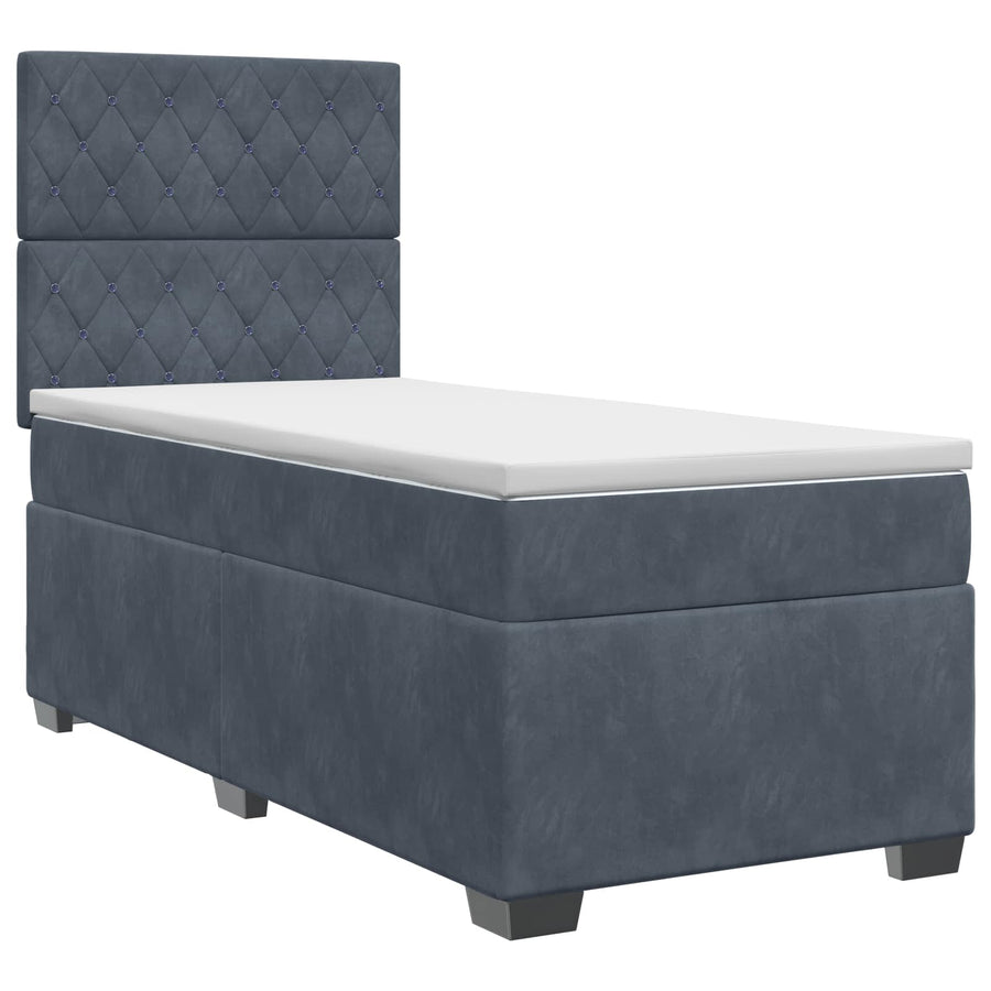 Boxspringbed met matras Donkergrijs 90 x 200 cm Fluweel