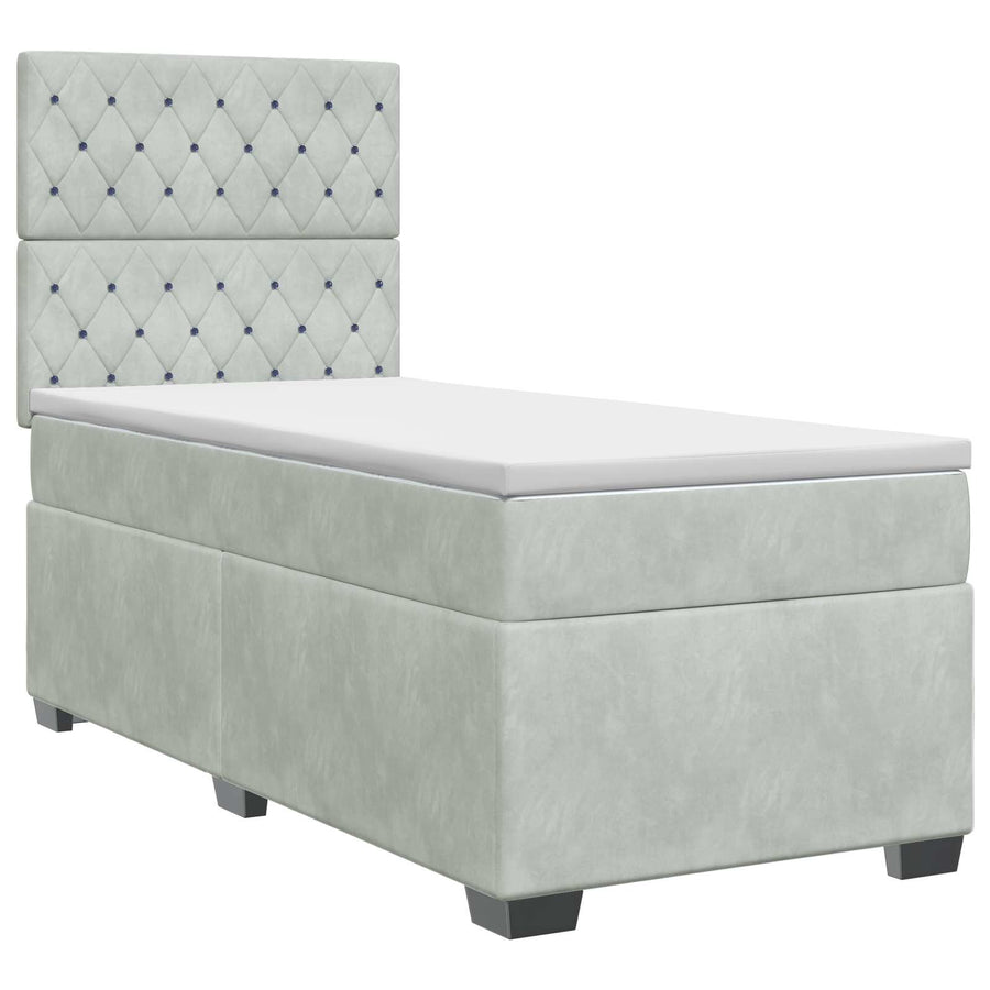 Boxspringbed met matras Lichtgrijs 100 x 200 cm Fluweel