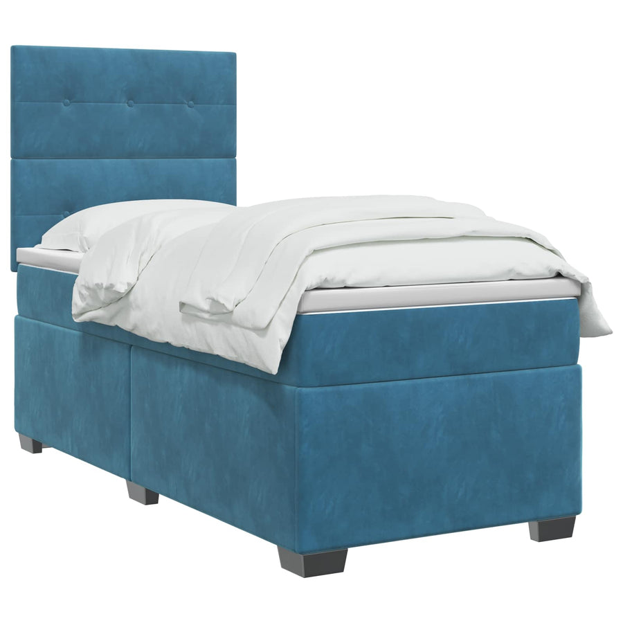 Boxspringbed met matras Blauw 100 x 200 cm Fluweel