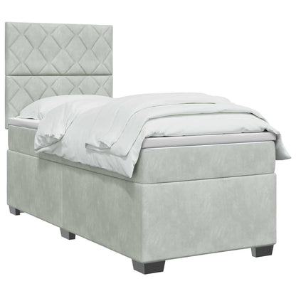 Boxspringbed met matras Lichtgrijs 100 x 200 cm Fluweel