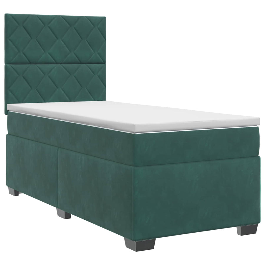 Boxspringbed met matras Donkergroen 100 x 200 cm Fluweel