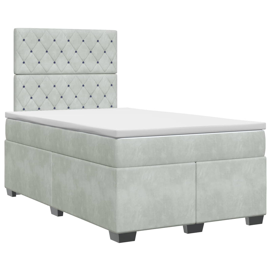 Boxspringbed met matras Lichtgrijs 120 x 190 cm Fluweel