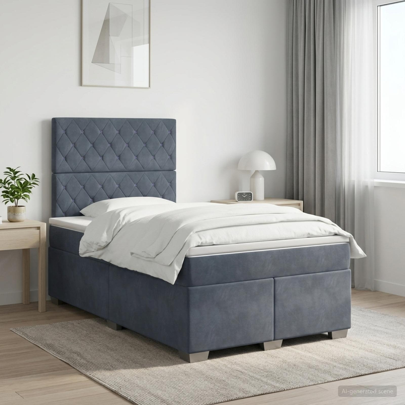 Boxspringbed met matras Donkergrijs 120 x 200 cm Fluweel