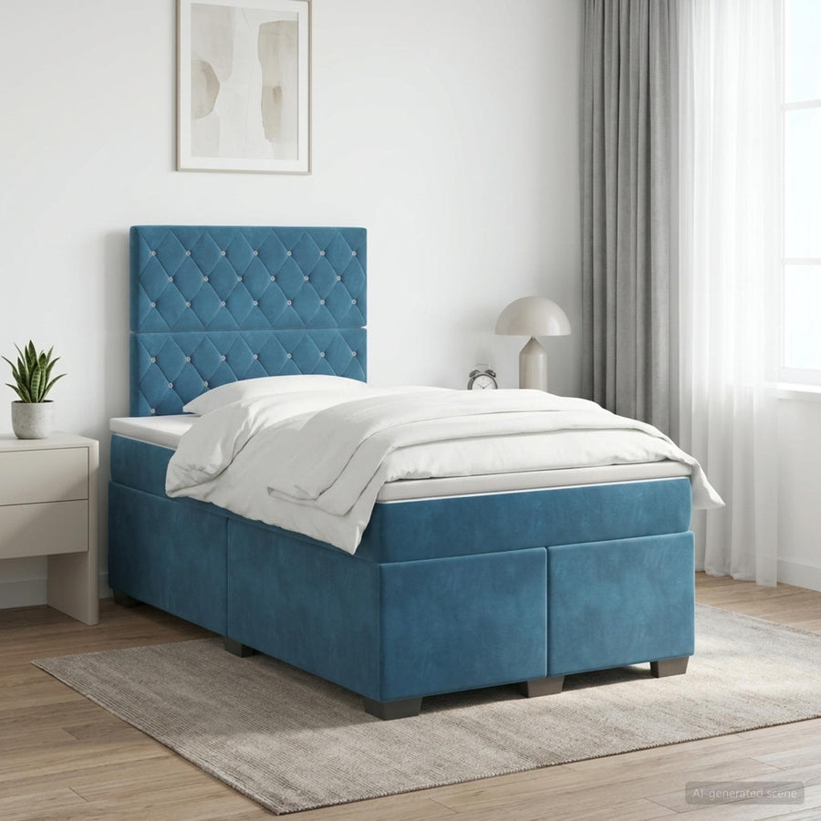 Boxspringbed met matras Blauw 120 x 190 cm Fluweel