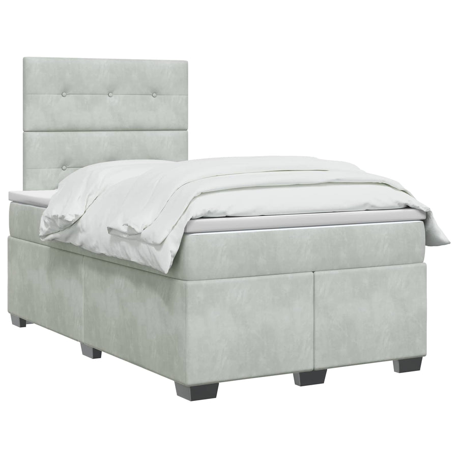 Boxspringbed met matras Lichtgrijs 120 x 190 cm Fluweel