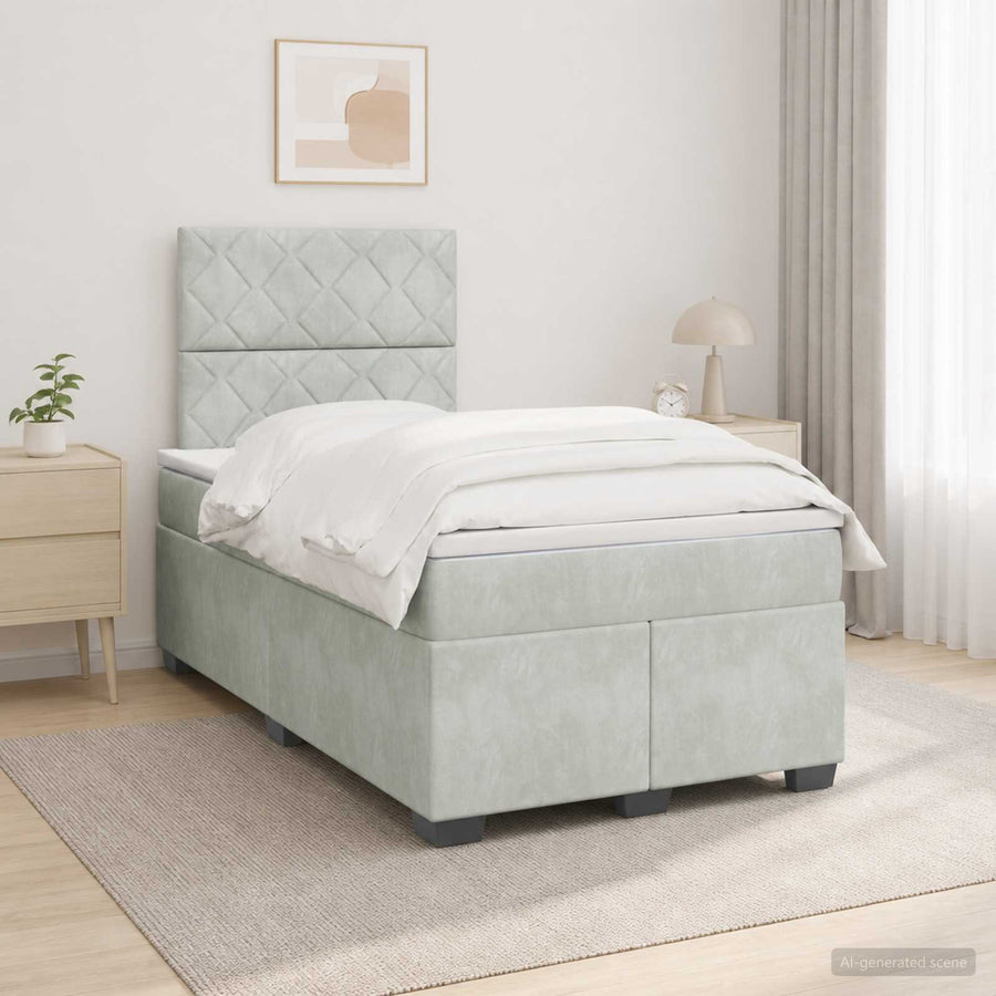 Boxspringbed met matras Lichtgrijs 120 x 190 cm Fluweel