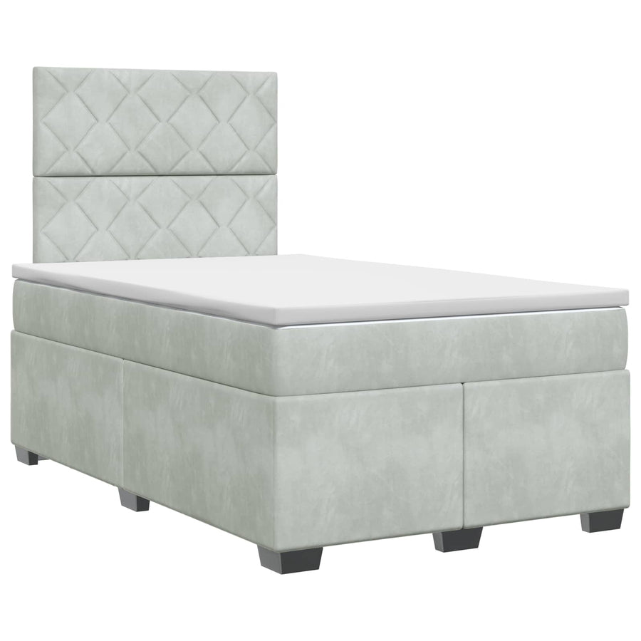 Boxspringbed met matras Lichtgrijs 120 x 190 cm Fluweel