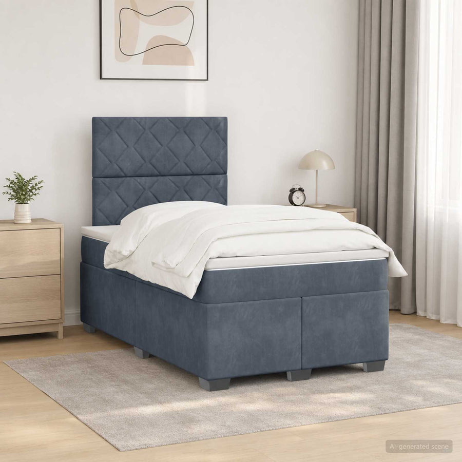 Boxspringbed met matras Donkergrijs 120 x 200 cm Fluweel