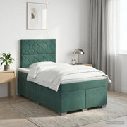 Boxspringbed met matras 120x190 cm donkergroen fluweel