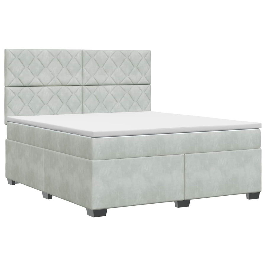 Boxspringbed met matras Lichtgrijs 140 x 190 cm Fluweel