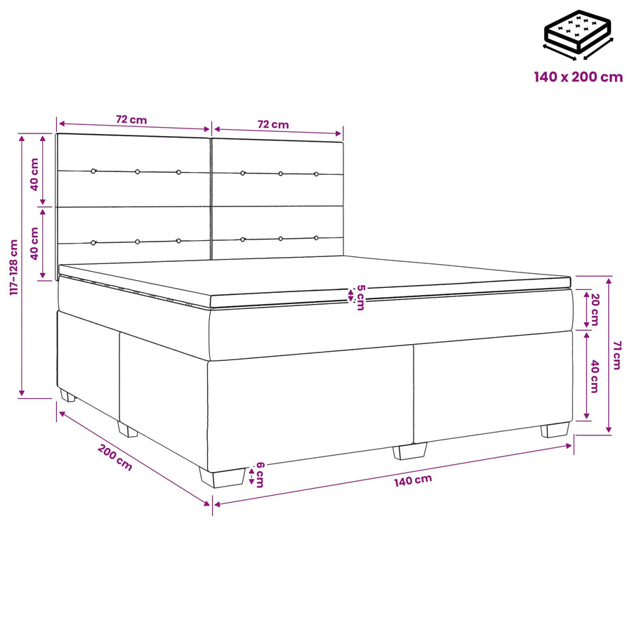Boxspringbed met matras Donkergrijs 140 x 200 cm Fluweel