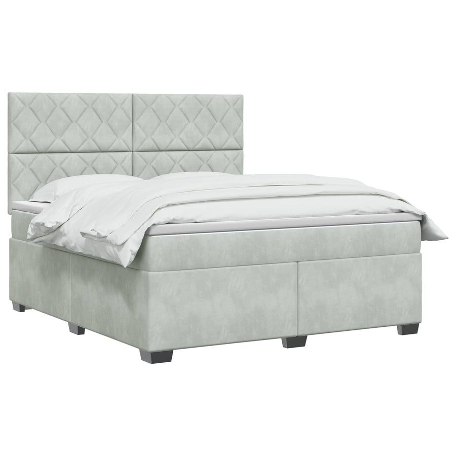 Boxspringbed met matras Lichtgrijs 140 x 200 cm Fluweel