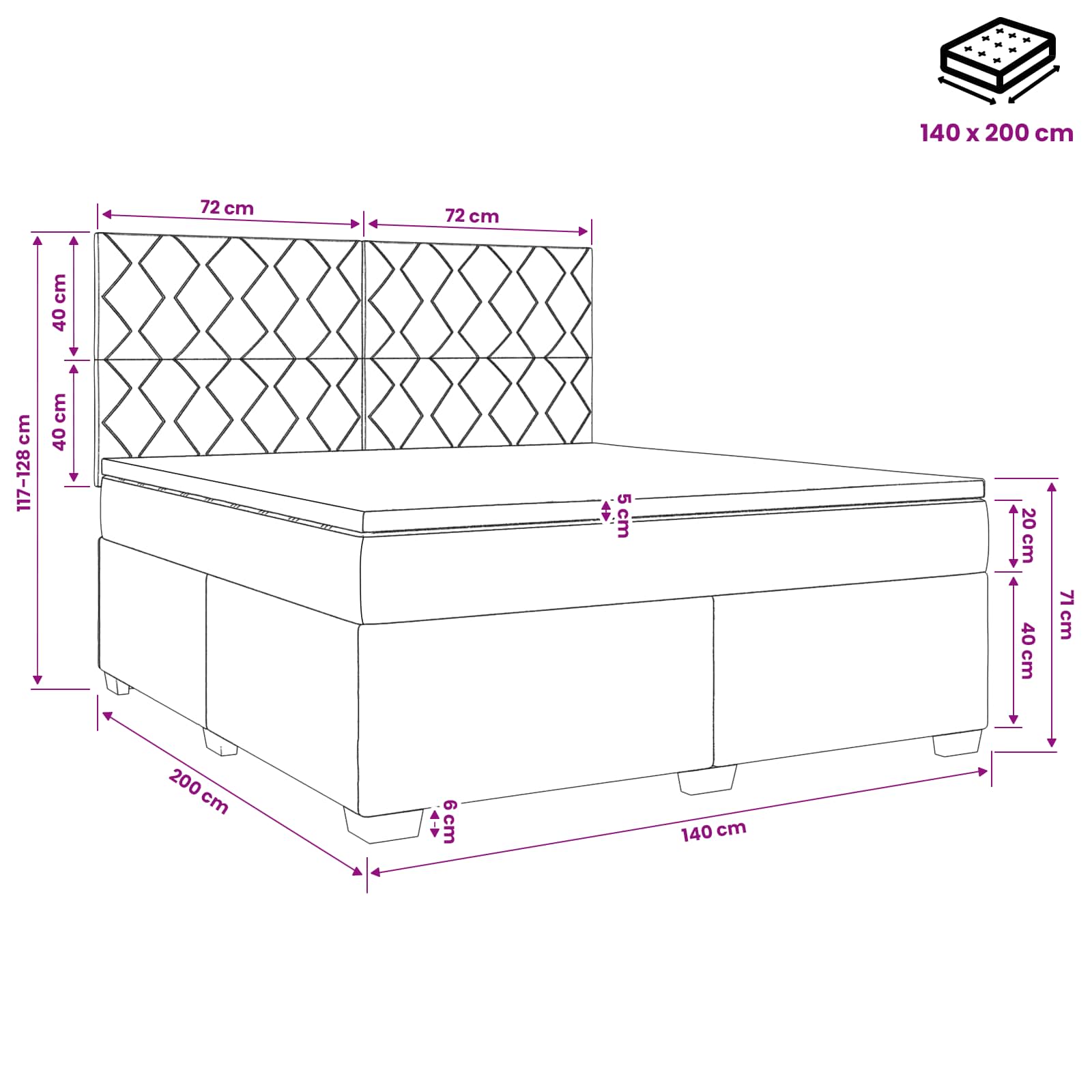 Boxspringbed met matras Zwart 140 x 200 cm Fluweel