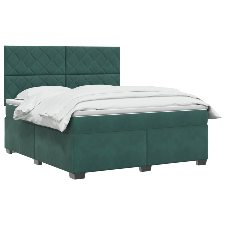 Boxspringbed met matras Donkergroen 140 x 200 cm Fluweel