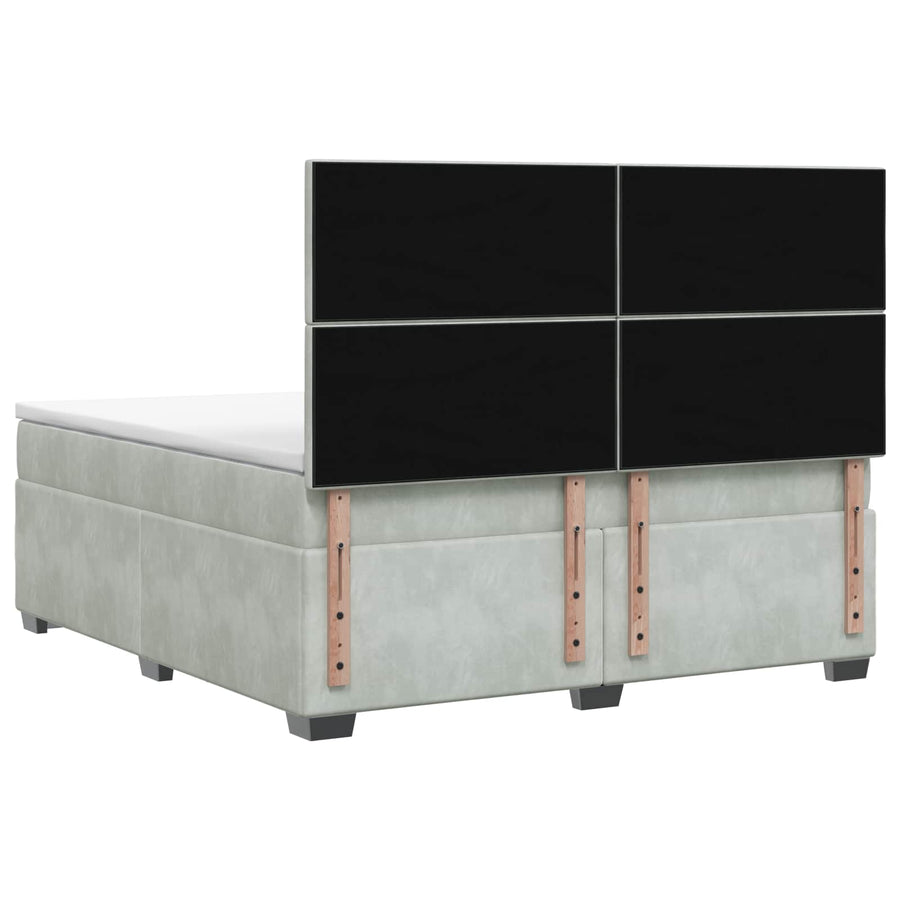 Boxspringbed met matras Lichtgrijs 160 x 200 cm Fluweel