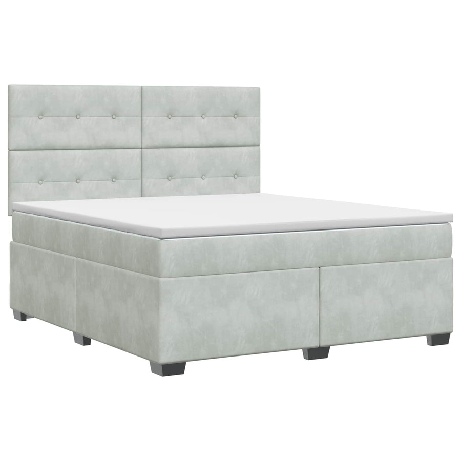 Boxspringbed met matras Lichtgrijs 160 x 200 cm Fluweel