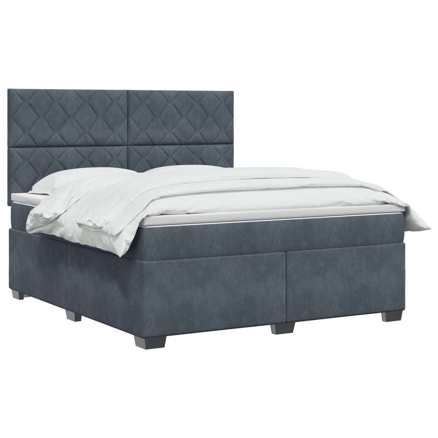 Boxspringbed met matras Donkergrijs 160 x 200 cm Fluweel