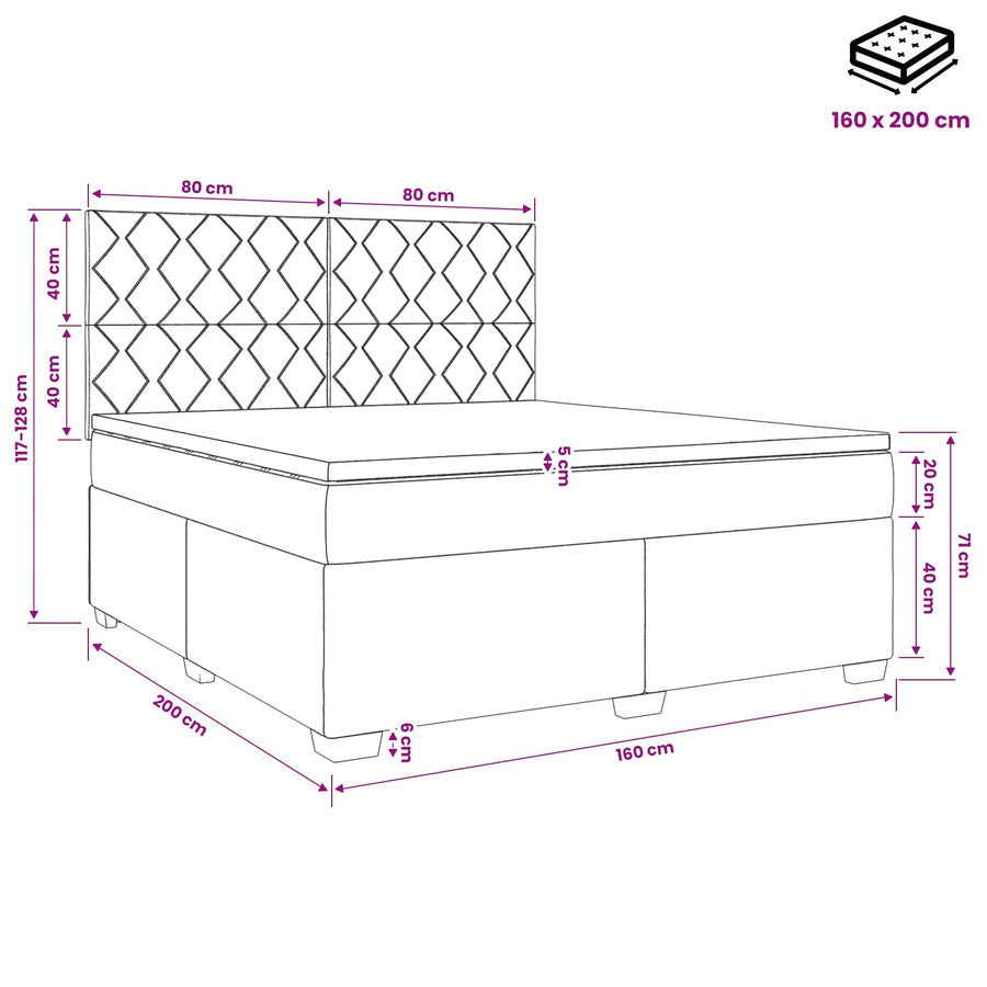 Boxspringbed met matras Zwart 160 x 200 cm Fluweel