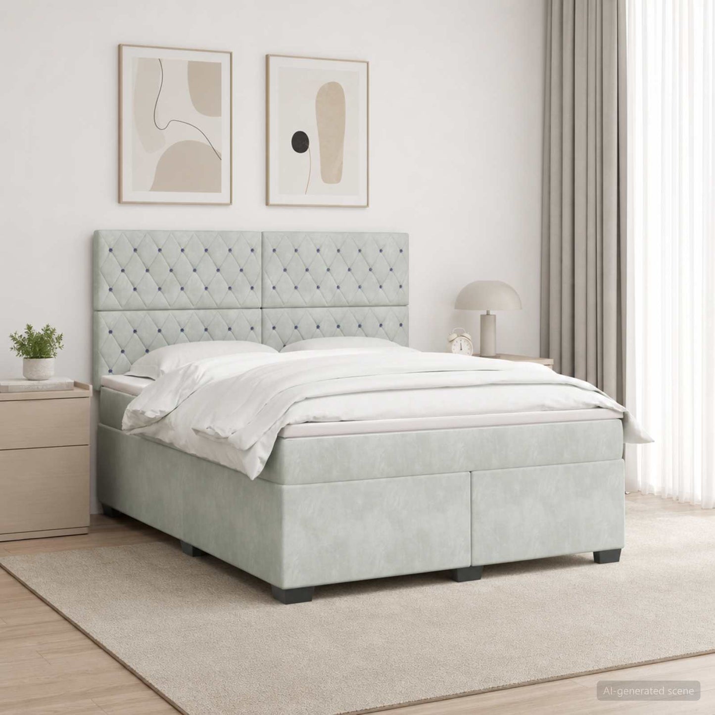 Boxspringbed met matras Lichtgrijs 180 x 200 cm Fluweel